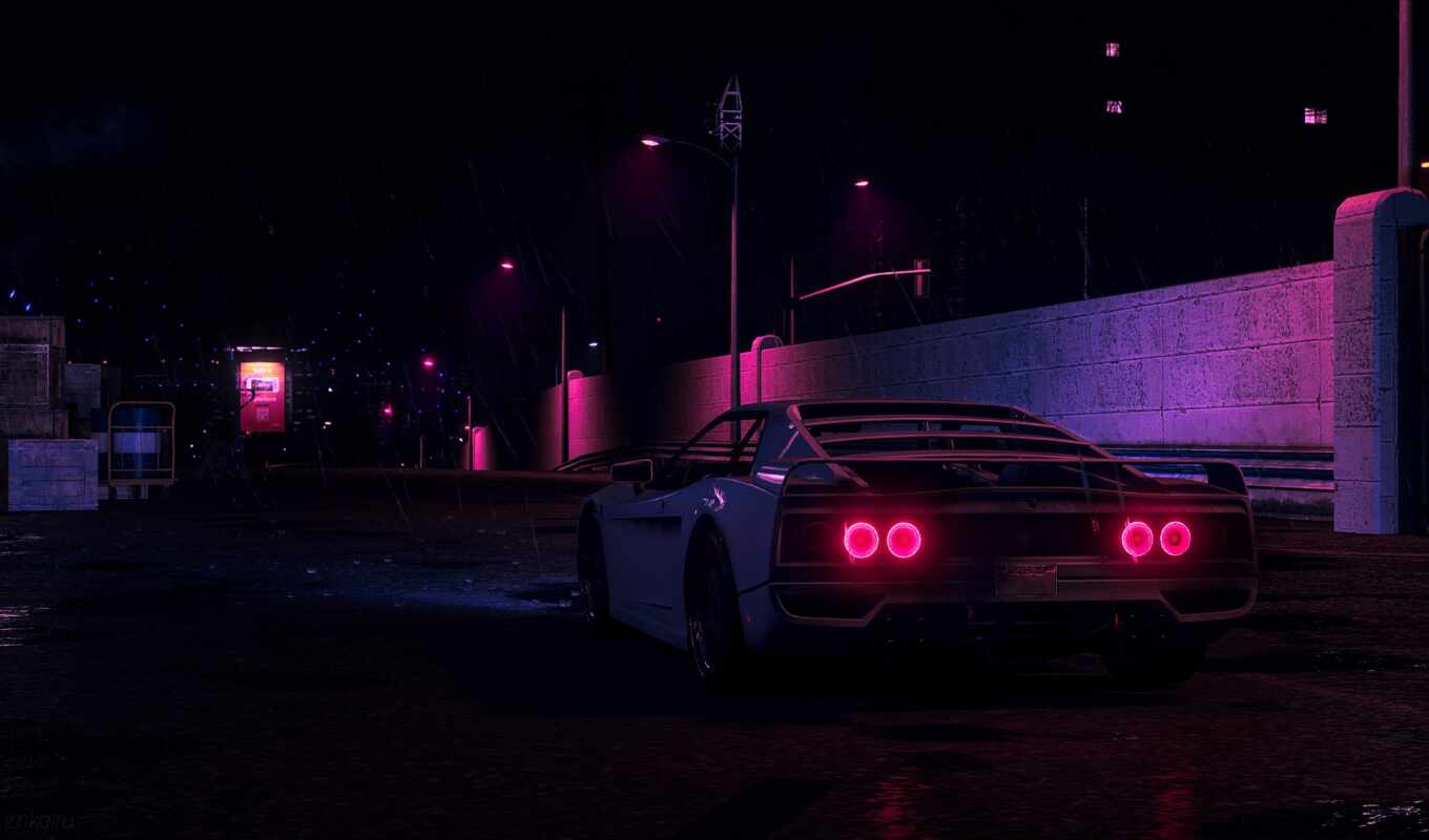 graphics, retro, rain, new, car, car, wave, neon, retrowave, synth, synthwave