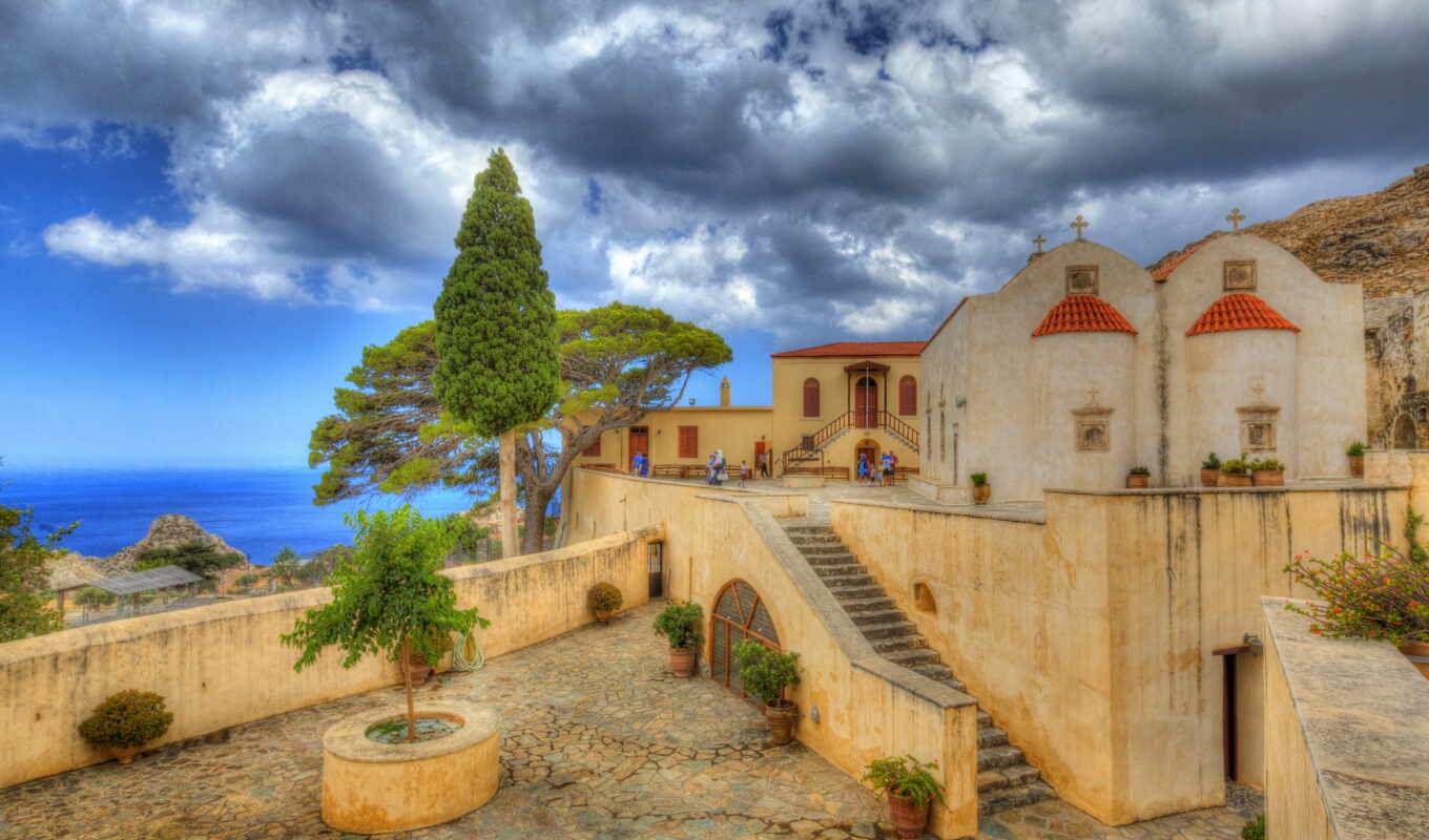 a laptop, hotel, the monastery, greece, crete, prevelus, hersonisso