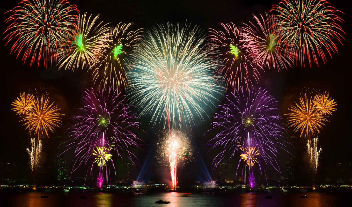 красочные, new, ночь, fireworks, год, happy, поздравляю, салют