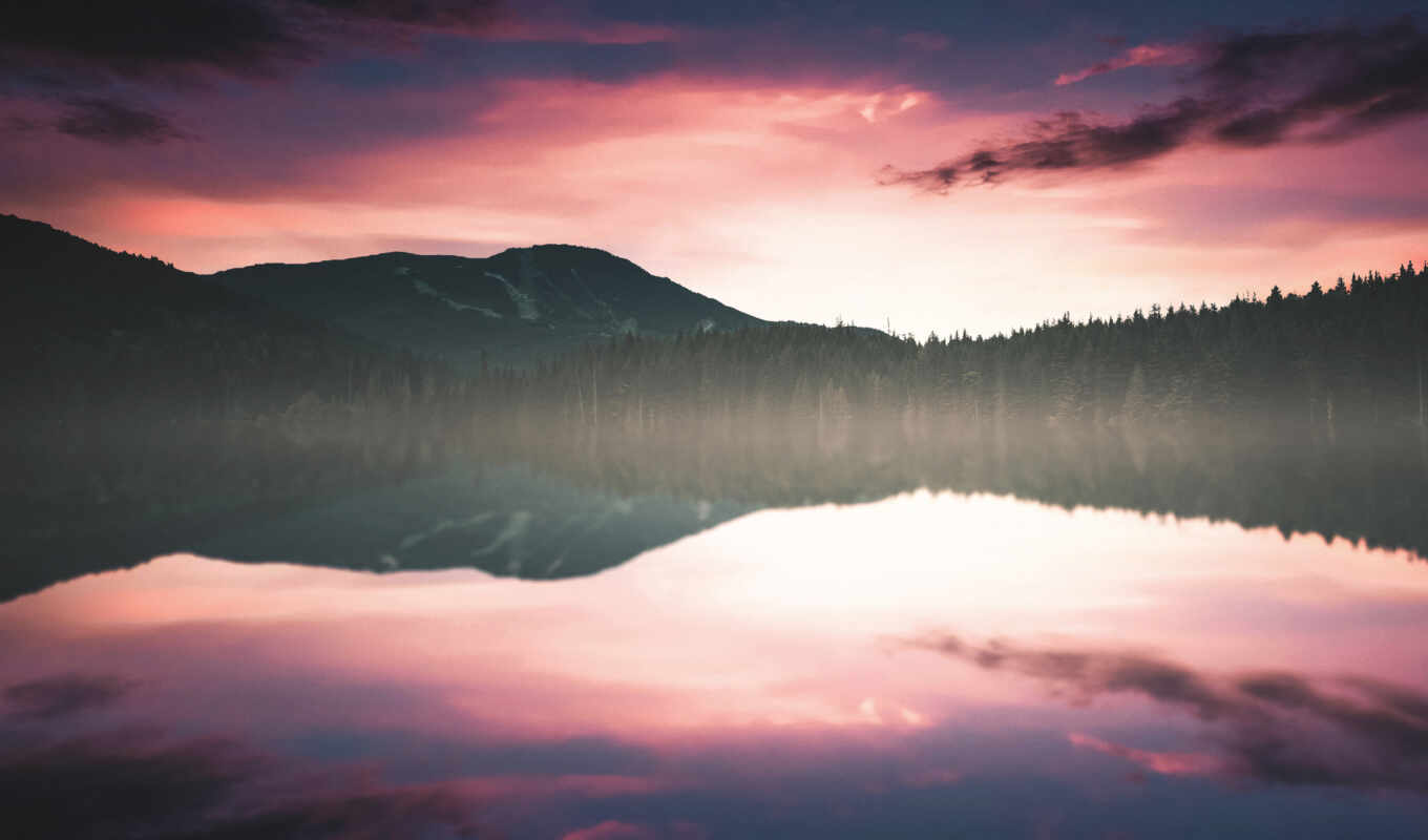 озеро, природа, desktop, закат, reflections