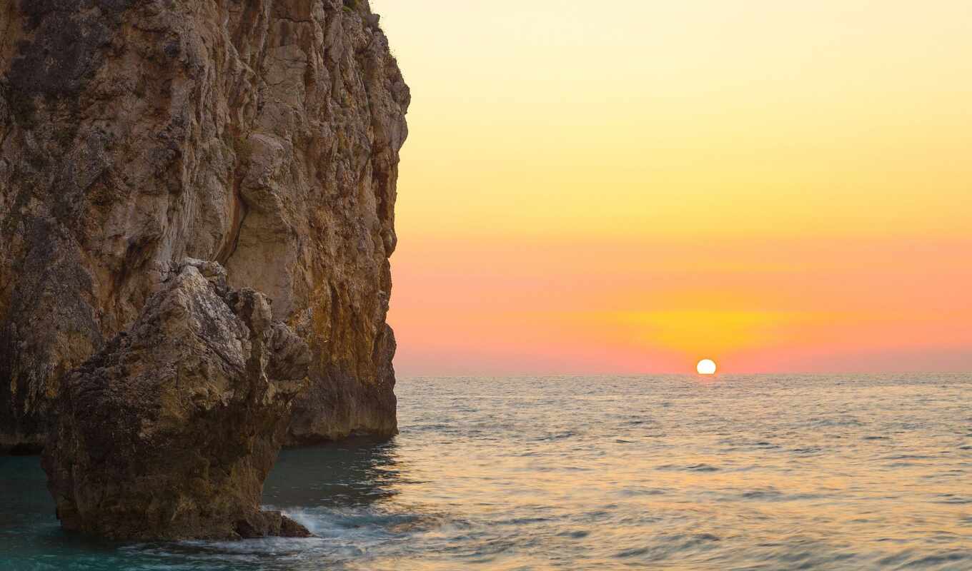 sunset, sea, beautiful, greece