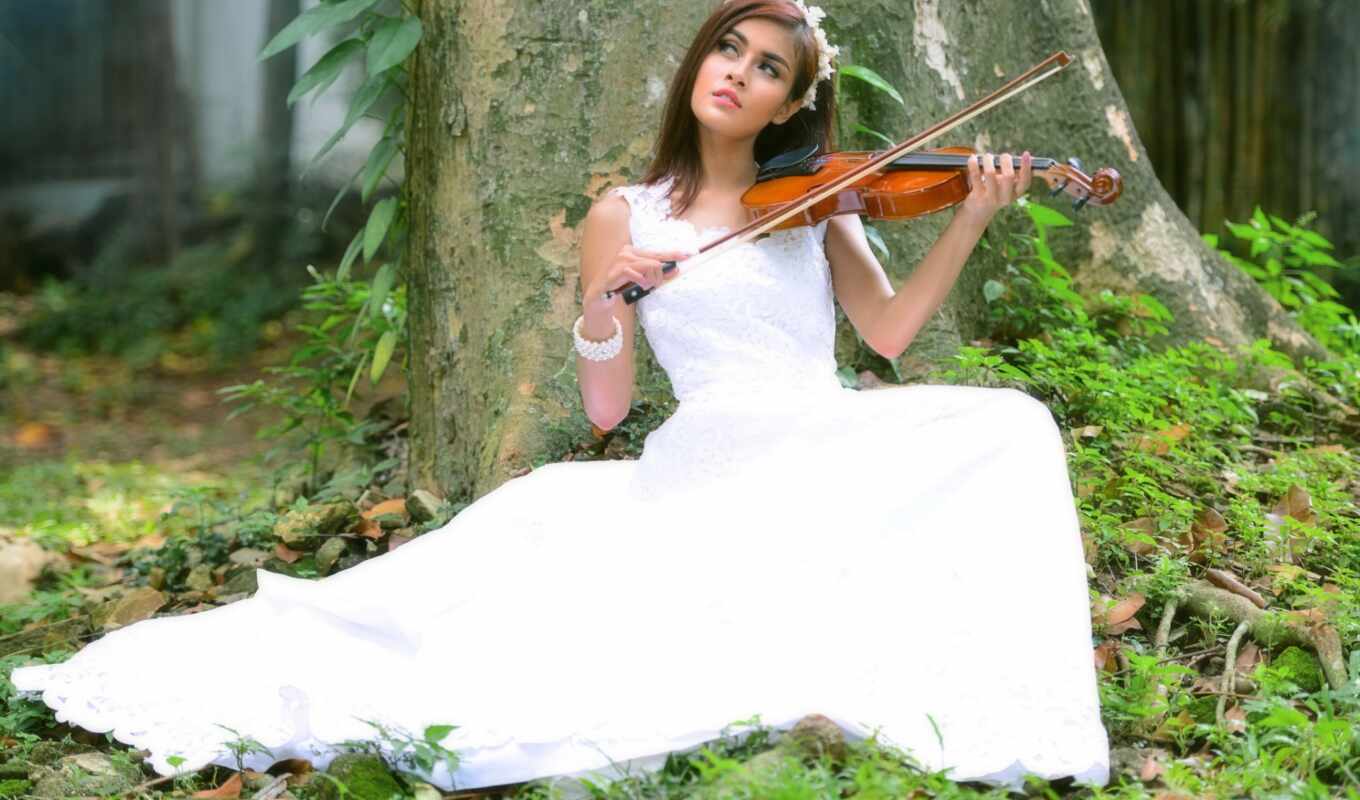 flowers, music, girl, woman, dress, violin, cover, friend, tag, bride, wed
