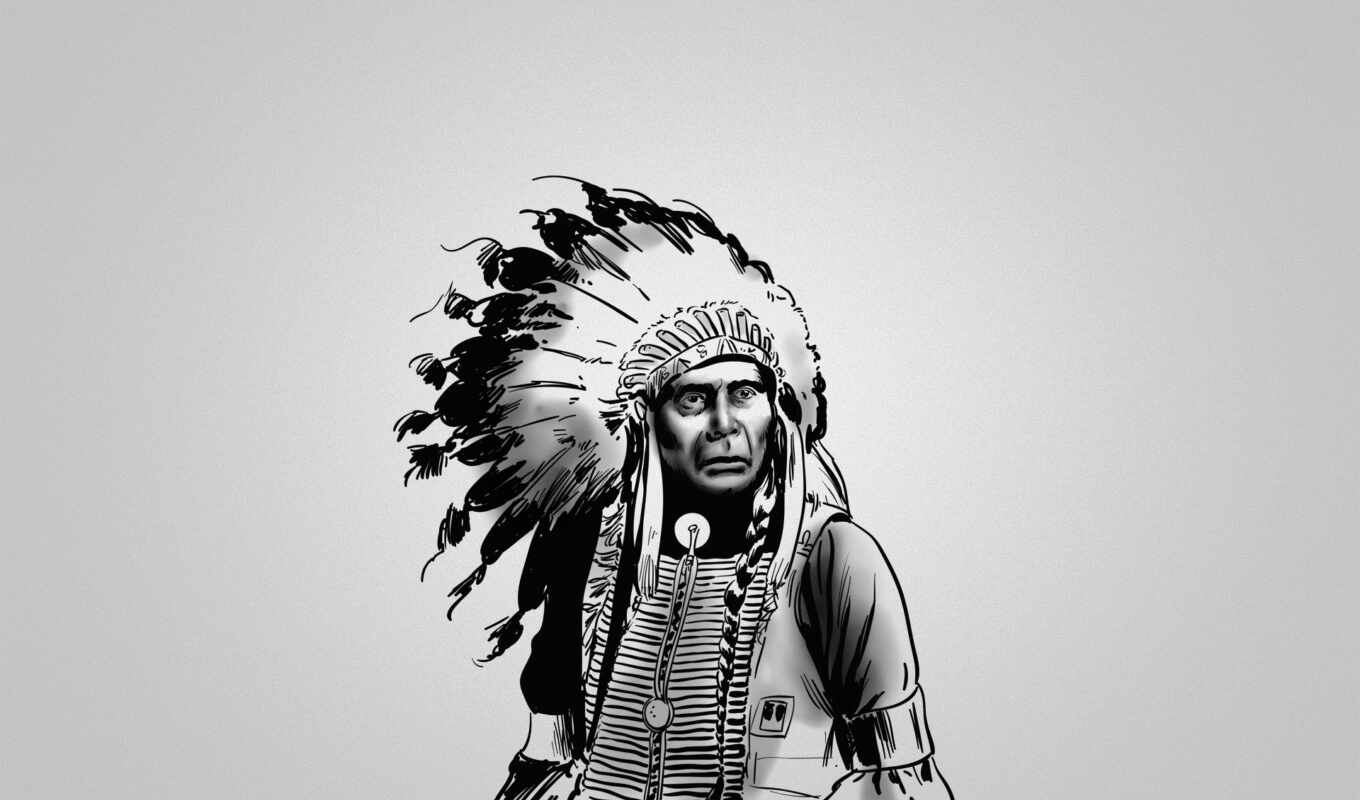 black, white, leader, feathers, drawings, red, indian