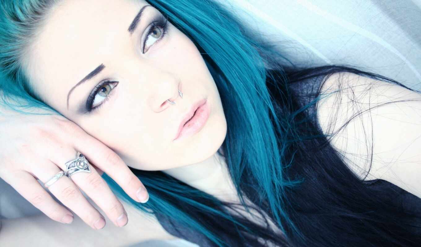 image, with, blue, girl, hair, chicas, hair