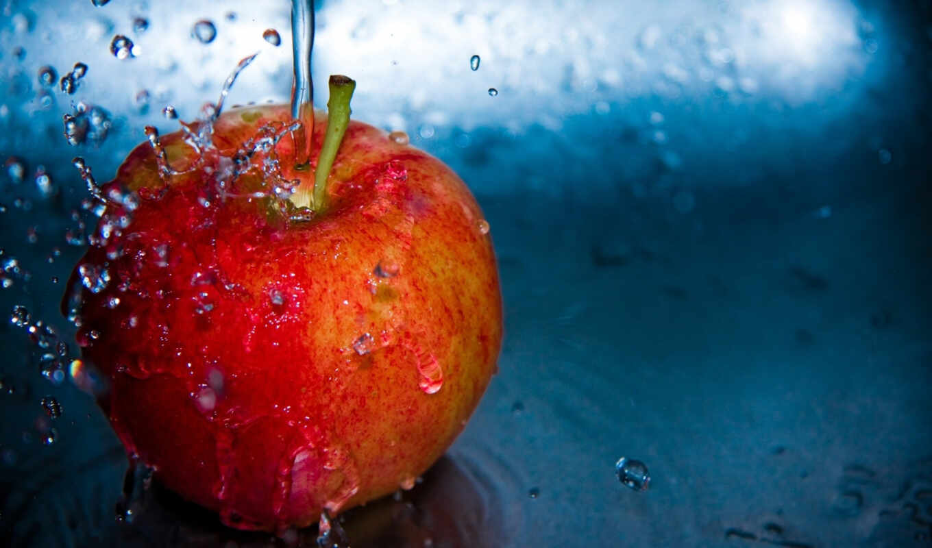 apple, red, water, with, fruits, splash, fruit