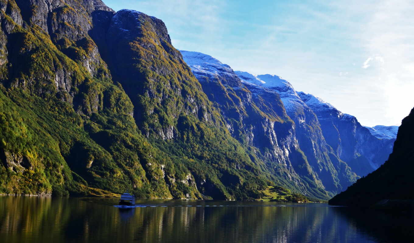природа, небо, картинка, landscape, река, mountains, норвегия, norwegian, горы, аурландсфьорд