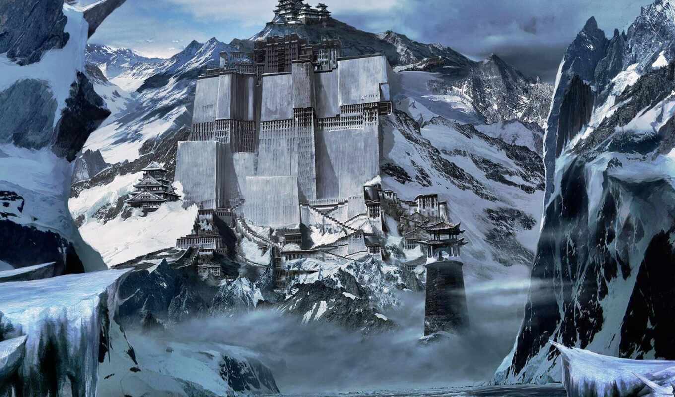 снег, fortress, китае, journey, китаянка, строения, горы