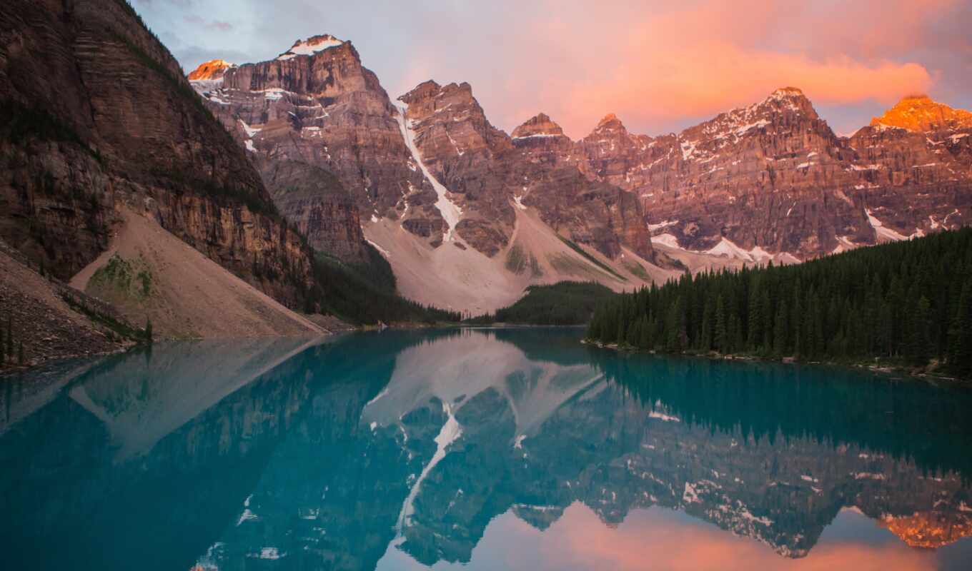 озеро, гора, канада, park, national, moraine, banff