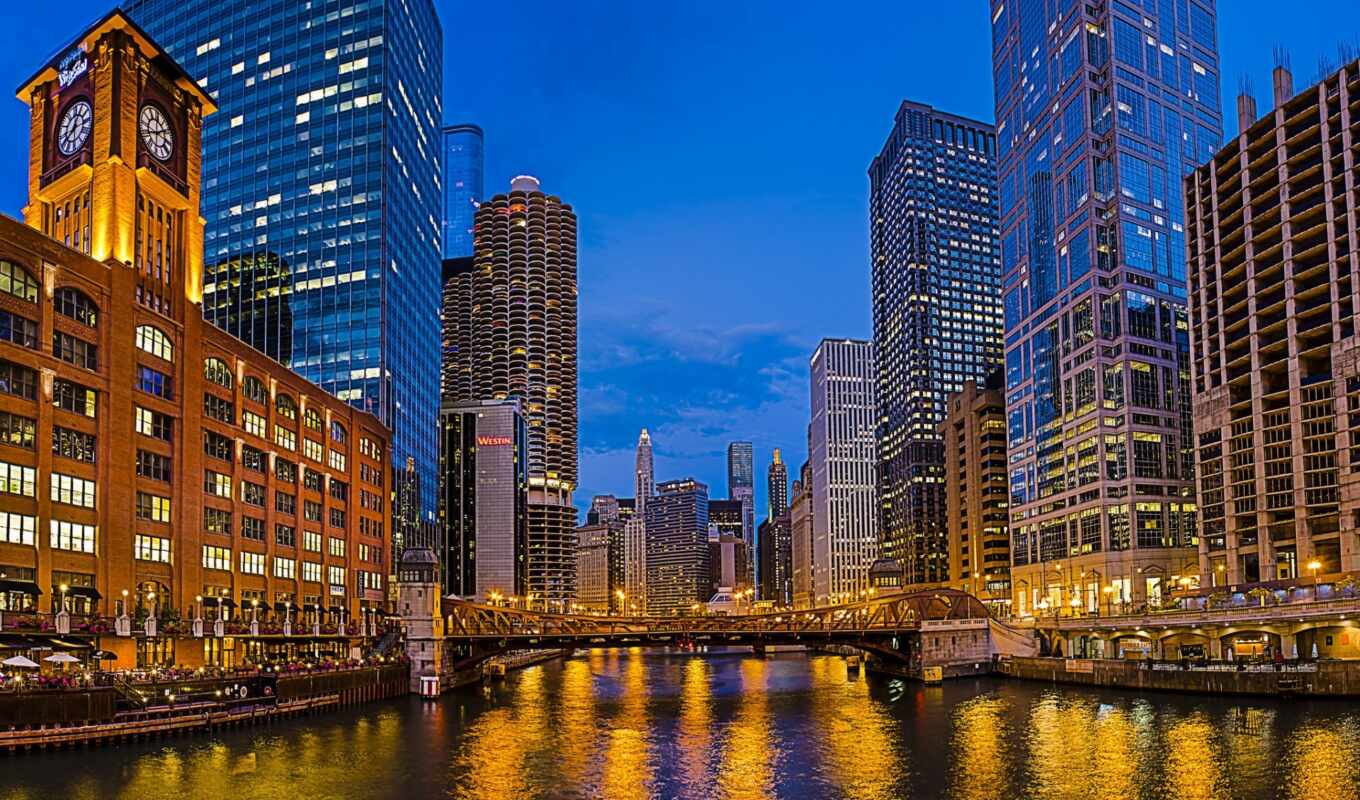 street, Bridge, USA, chicago, room