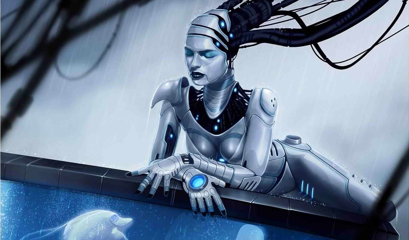 robot, девушка, кибер