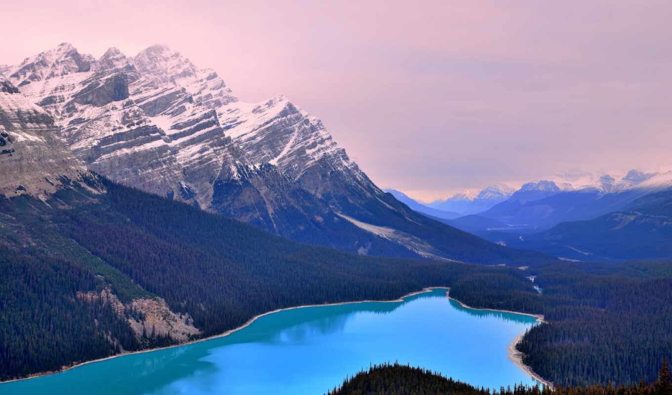 озеро, гора, канада, park, glacier, national, banff, канадский, скалы, peyto