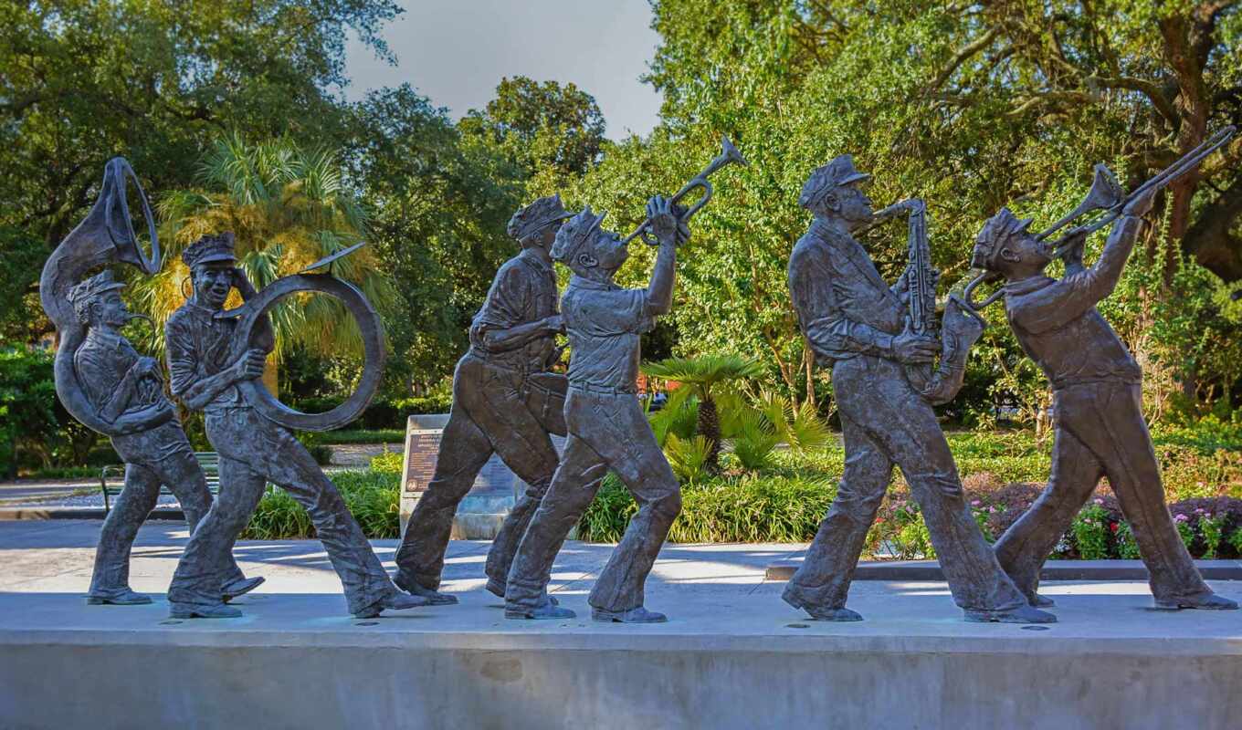 photo, music, park, sculpture, armstrong, orleans
