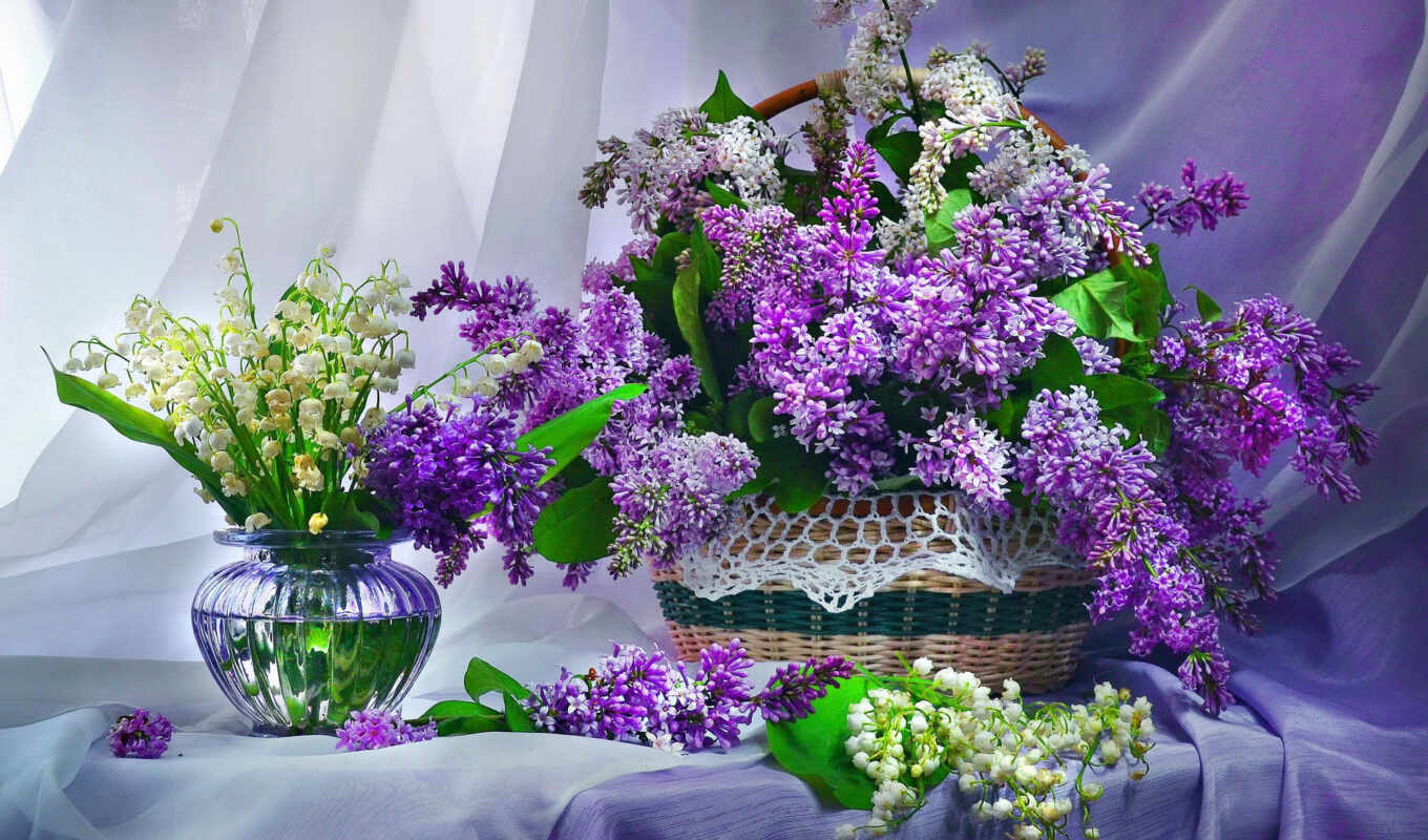 flowers, lilac, bouquet, landysh