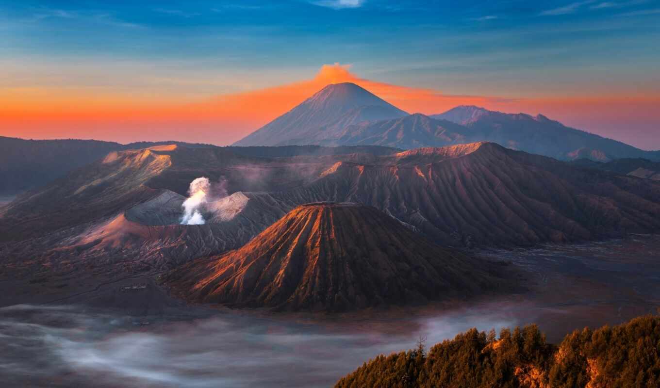 небо, картинка, landscape, остров, mountains, вулкан, indonesia, java