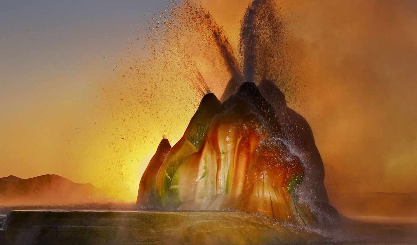 USA, west, fly, nevada, geyser, located, artificial, state, north, geothermal