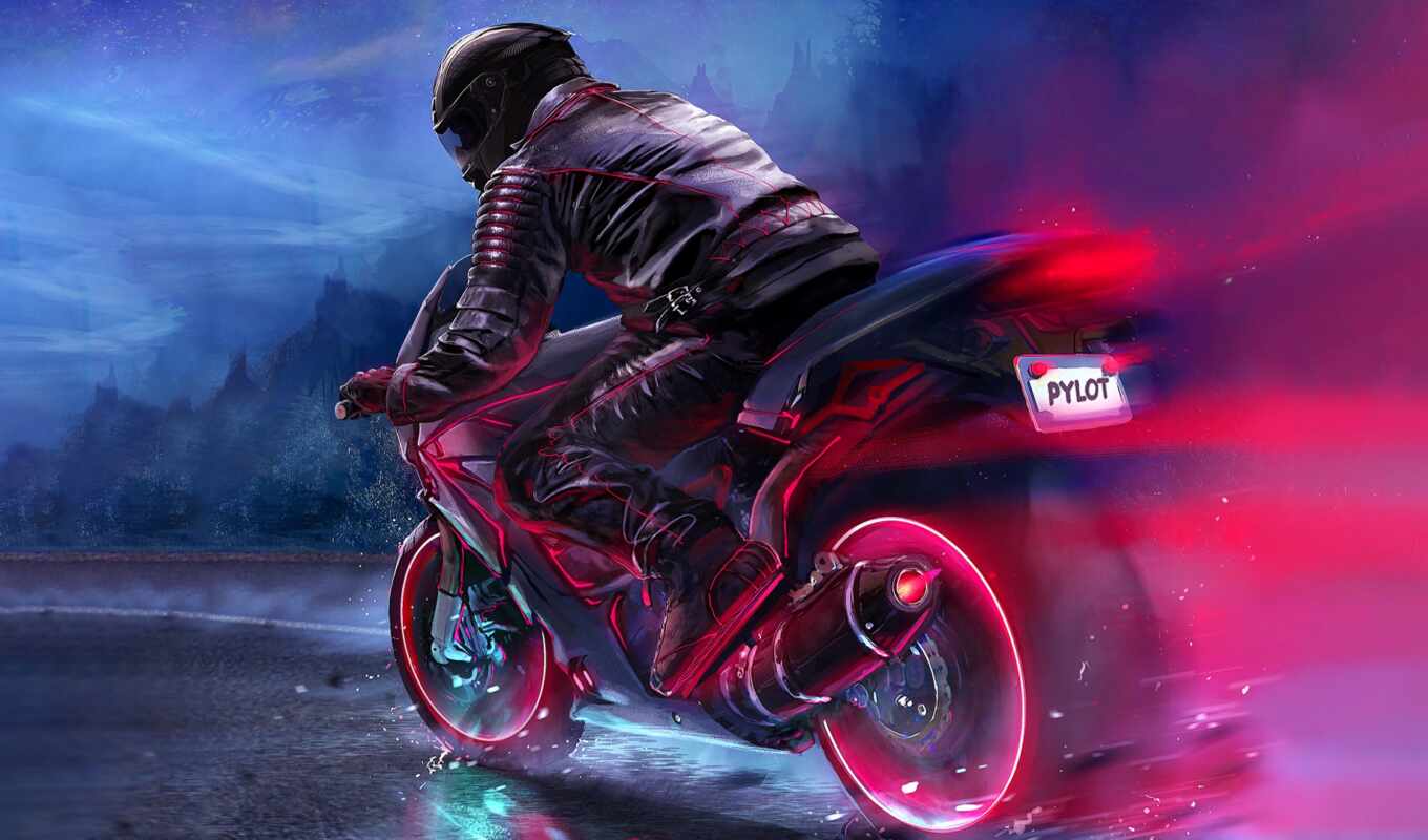 мужчина, мотоцикл, аватар, led, color, ava, drawing