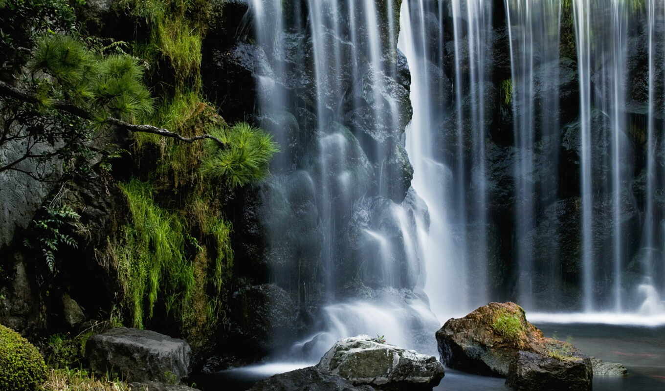 nature, water, rock, moss, river, waterfall, cascade, creek, charity