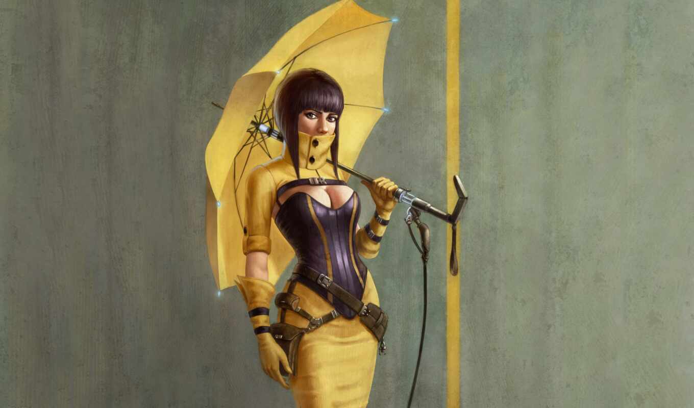 art, зонтик, девушка, yellow, fantastic, fantasy, арта, arm, фея