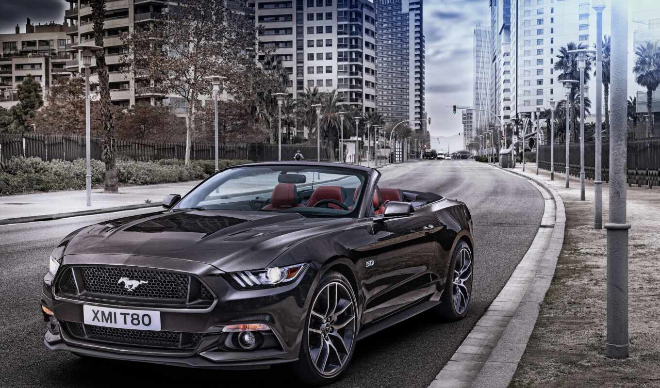 auto, car, ford, mustang, convertible, cabriolet, motor, of, ecoboost