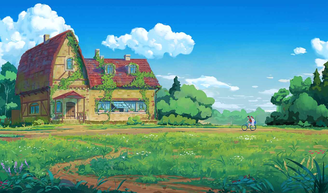 art, mobile, summer, house, ipad, a computer, background, lodge, path, amino
