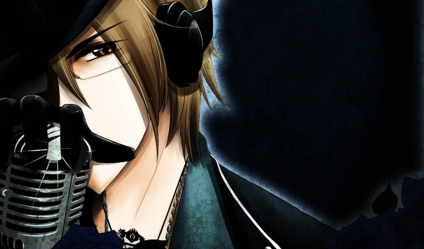 music, anime, vocaloid, guy, microphone, eyes, blue