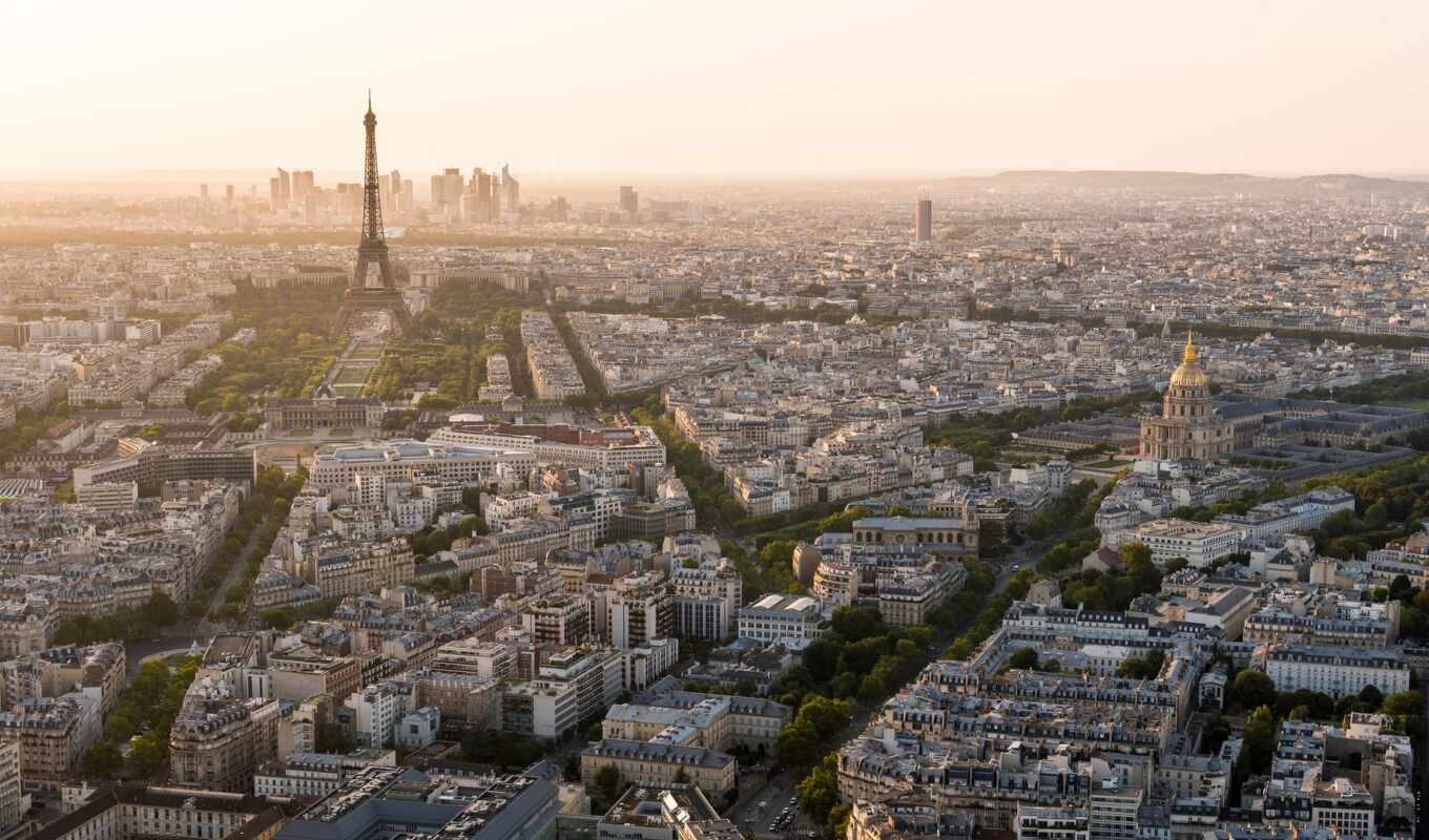 photo, view, sunset, Paris, golden, aerial, premium, montparnasse