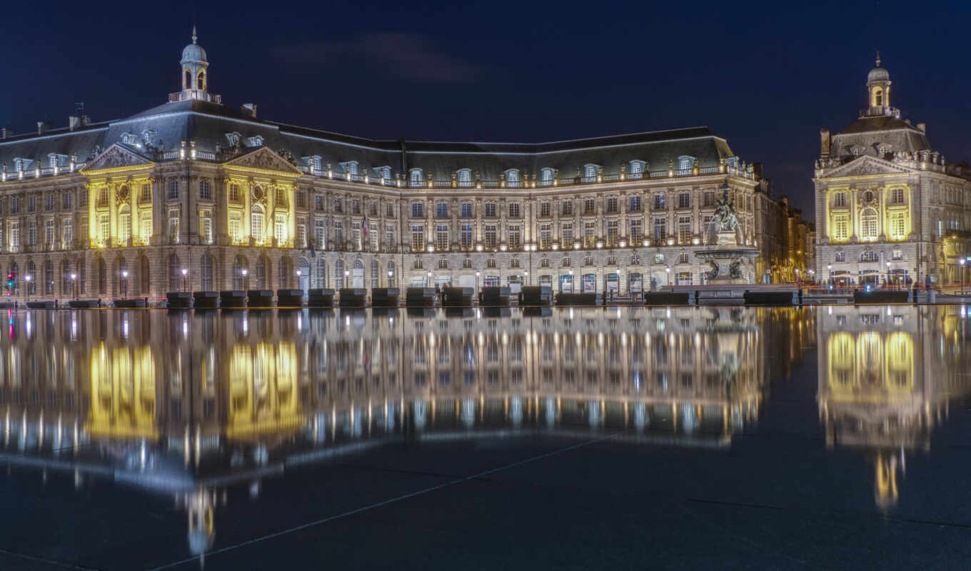 city, water, France, place, reflection, build, water, exchange, bordeaux, scholarship, mirror