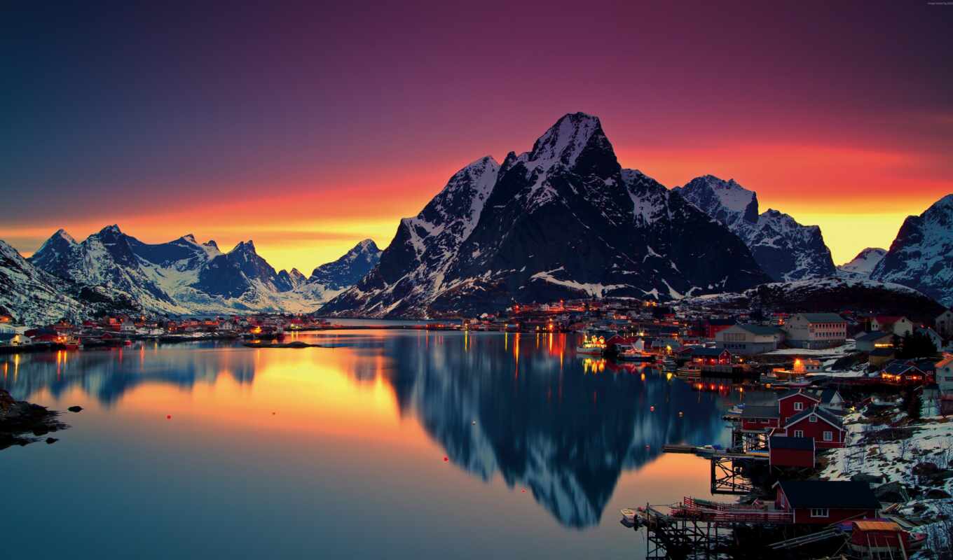 озеро, гора, country, see, еще, остров, эти, сказочный, fjord, norwegian, lofotenskii