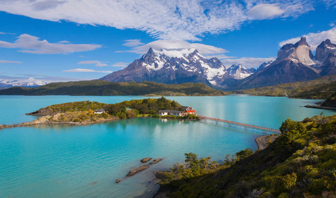 озеро, пе, del, park, paine, chile, patagonia, national, torre
