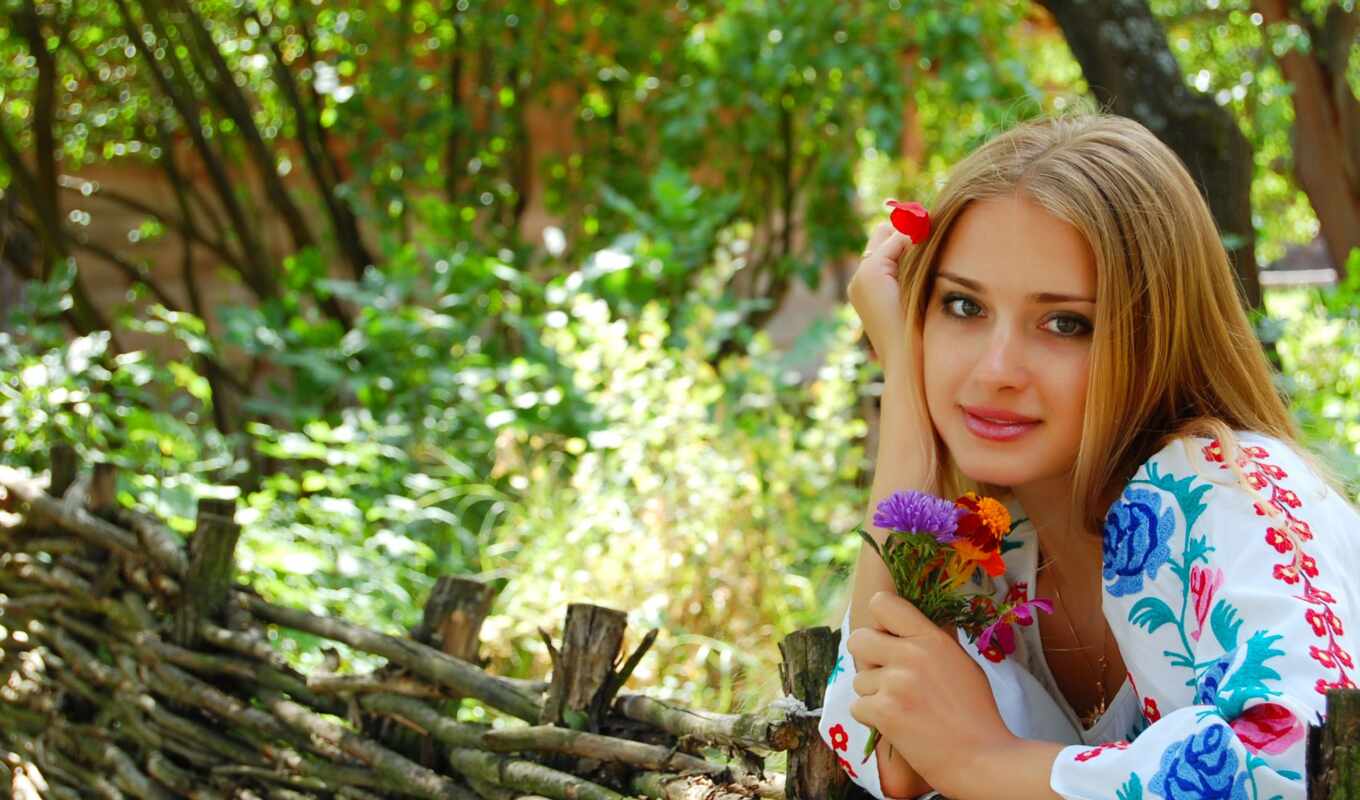 blonde, eyes, cute, news, lady, ukrainian, greenery, vyshivanka