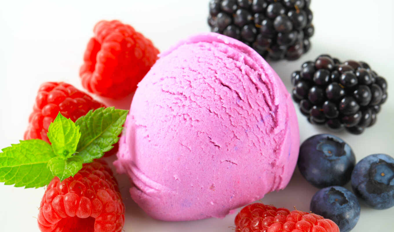 ice, ice cream, raspberry, berry, blueberries, ice cream