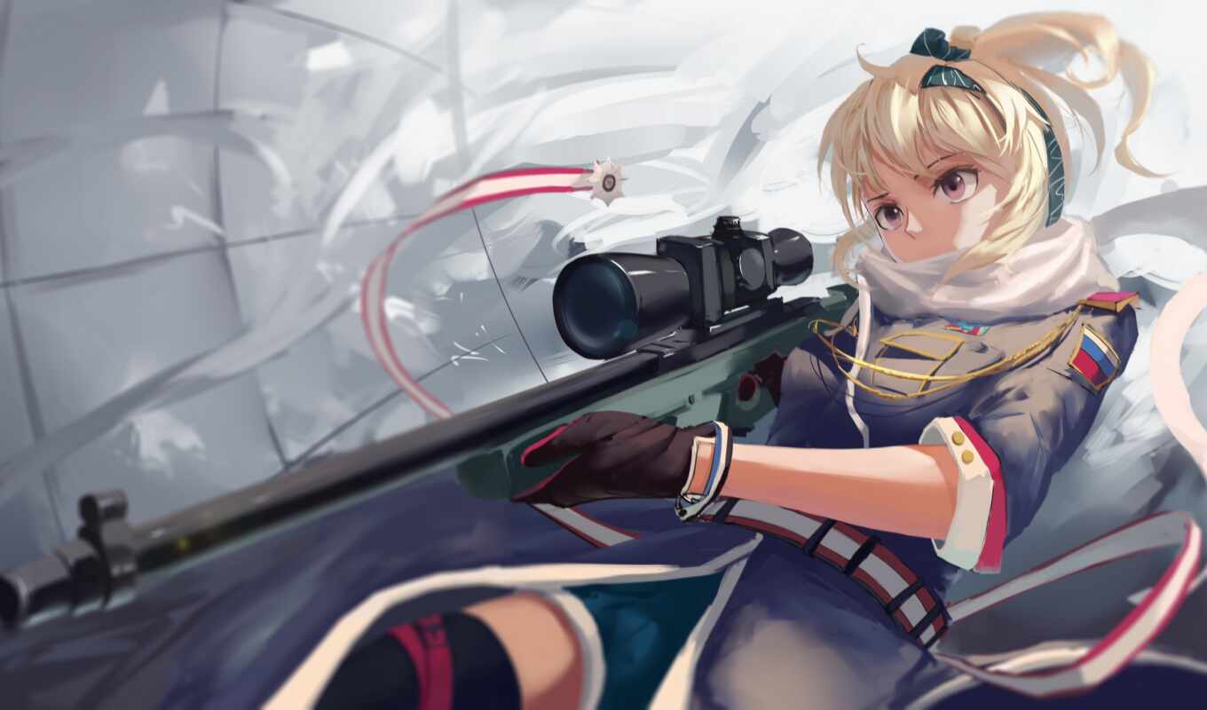 art, девушка, anime, винтовка, снайпер, оружие, manga, оружием, снайперская