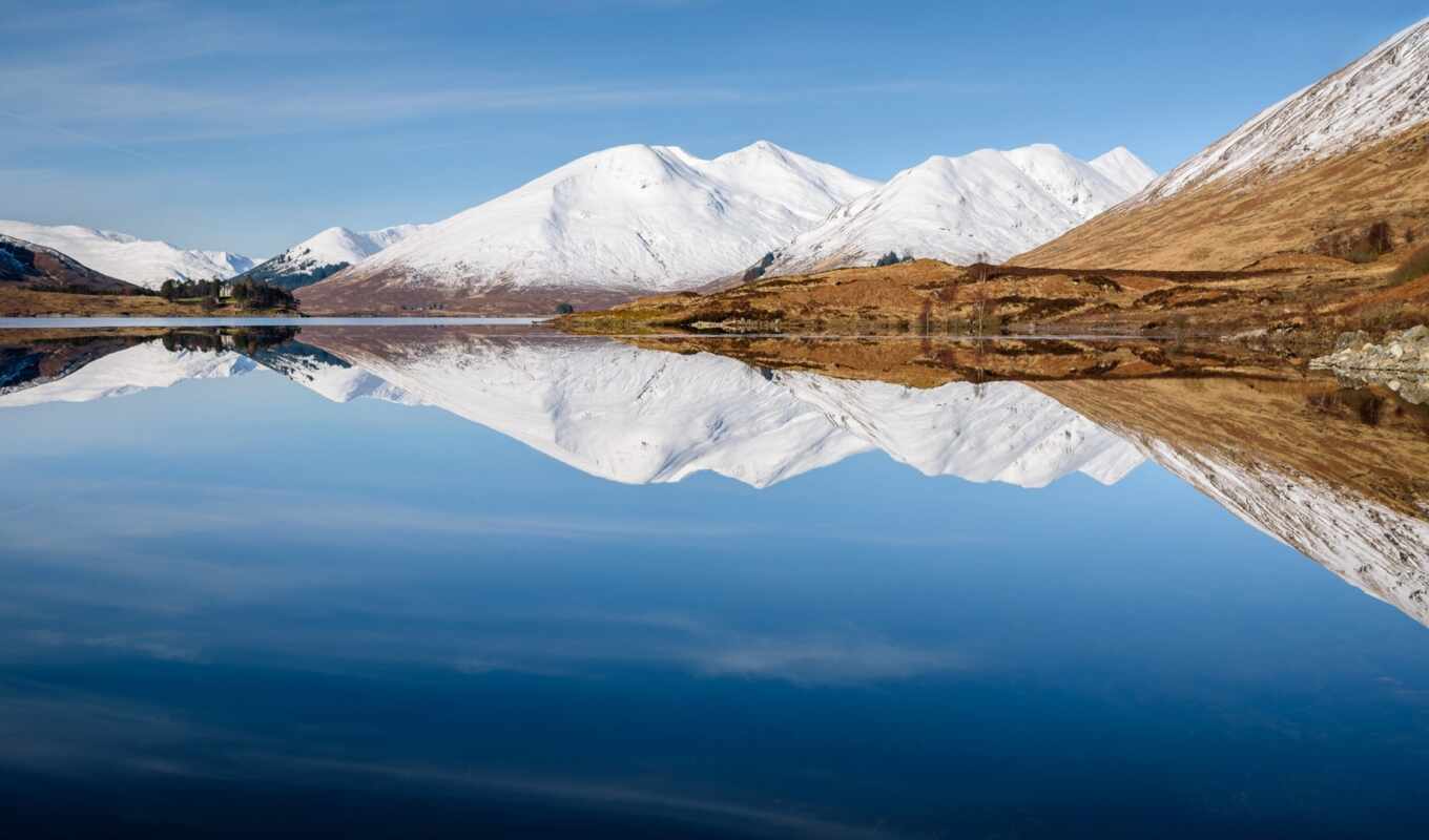 озеро, небо, гора, great, отражение, шотландия, scotia