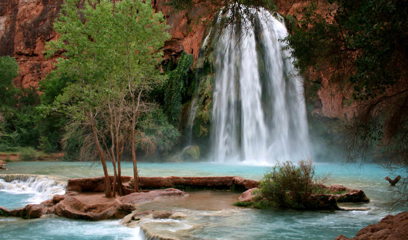 сша, сквозь, большого, водопад, каньон, является, каньона, waters, жемчужиной, havasu, masterok