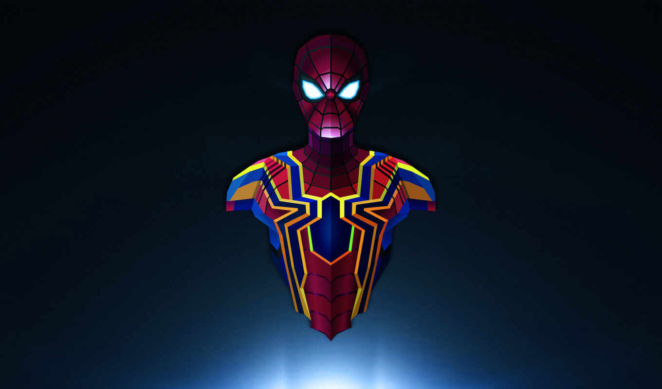 man, artwork, superhero, spiderman, low, poly