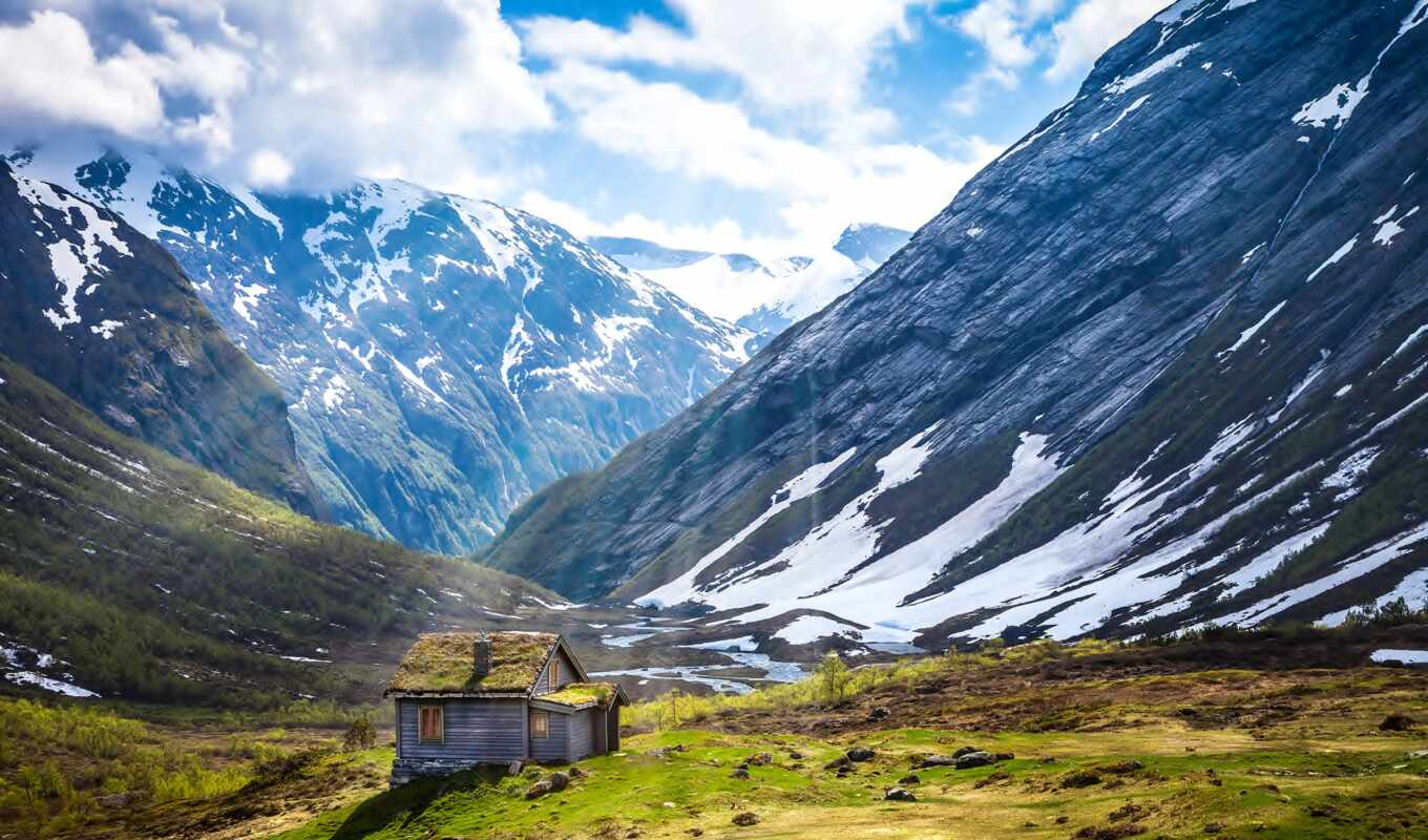 природа, summer, house, снег, гора, landscape, gallery, норвегия, range, rare, landform