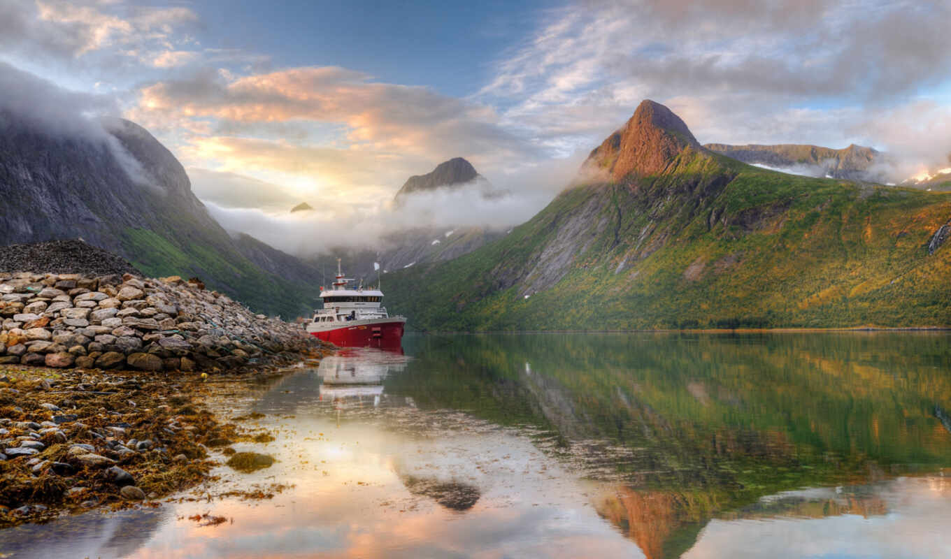 природа, гора, landscape, море, норвегия, norwegian