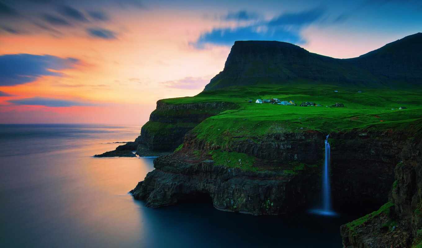 картинку, картинка, острова, islands, фарерские, королевство, дании, faroe, gásadalur, vagar