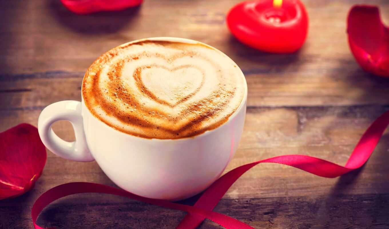photo, coffee, heart, day, valentine, delicious, cappuccino, coffe