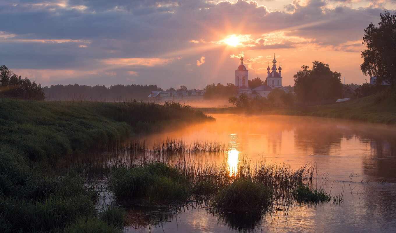nature, photo, landscape, Russia, village, river, total, early, tesa, ivanov, dunilovy i