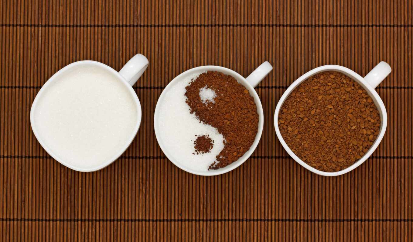 еда, то, изображение, кофе, напитки, yang, сахар, yin, чашки, янь, фотообоев