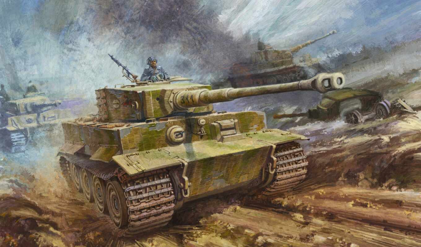 рисунок, тигр, pzkpfw, танк, heavy, sdkfz