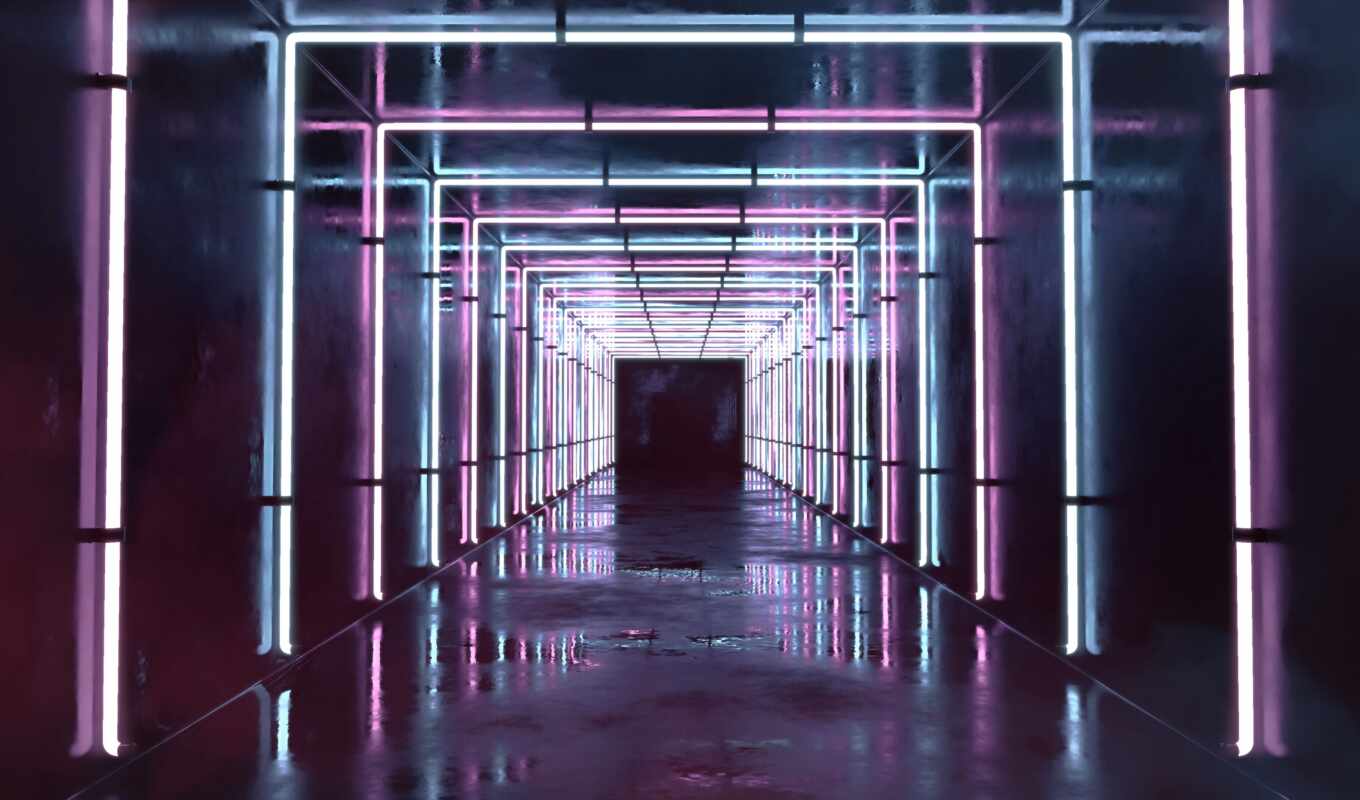 свет, туннель, neon, коридор