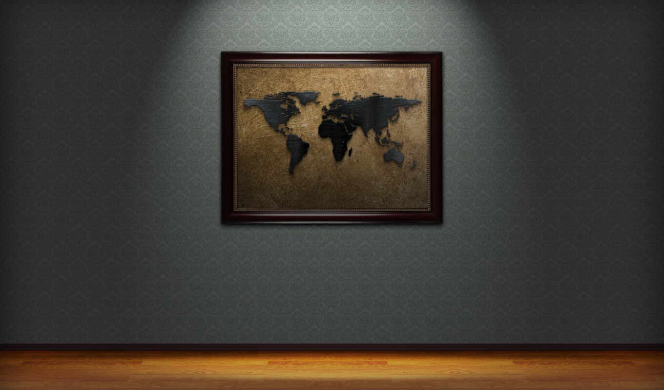 wall, picture, wall, world, brown, dark