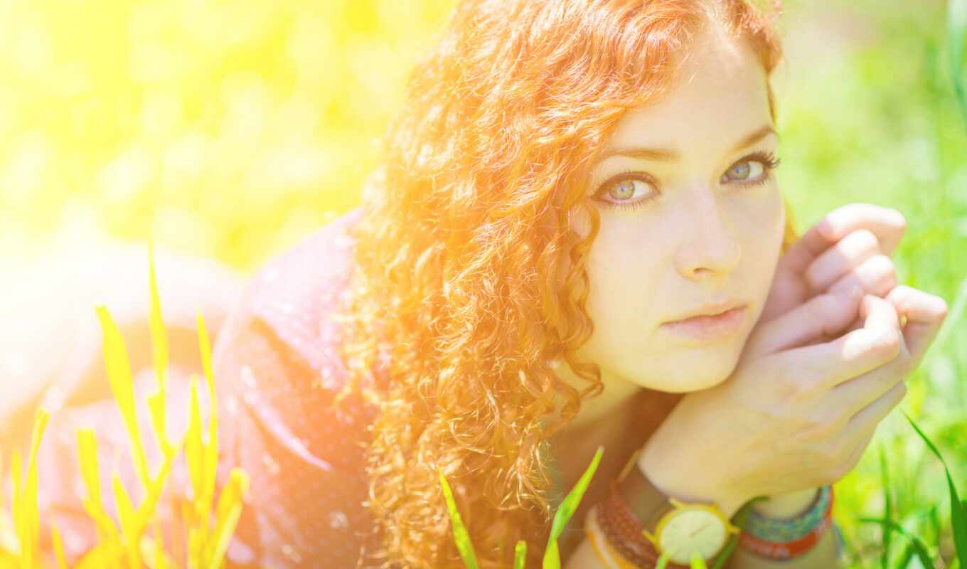 photo, girl, free, picture, grass, photos, stock, redhead, ♪, stockowe