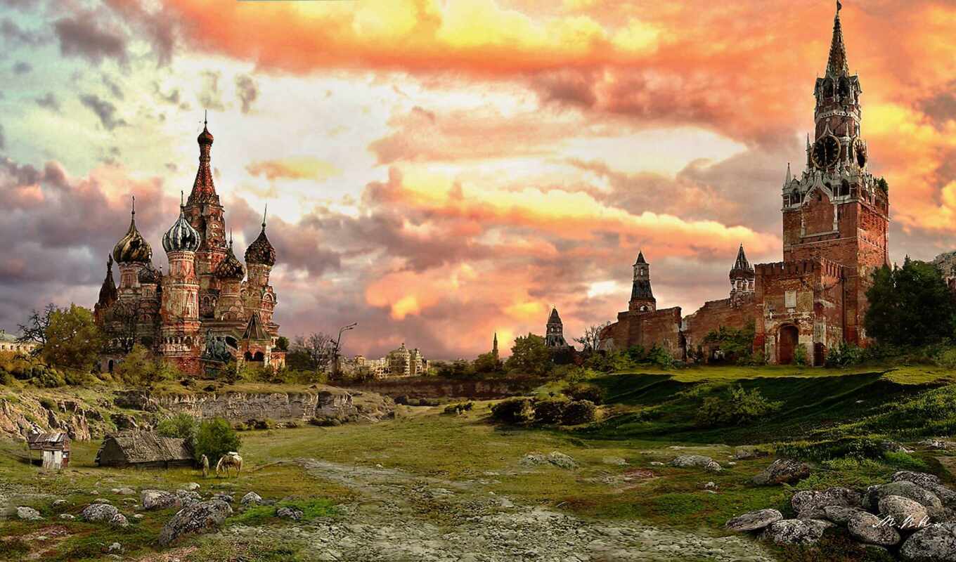 moscow, castle, Russia, apocalyptic, build, church, devastation
