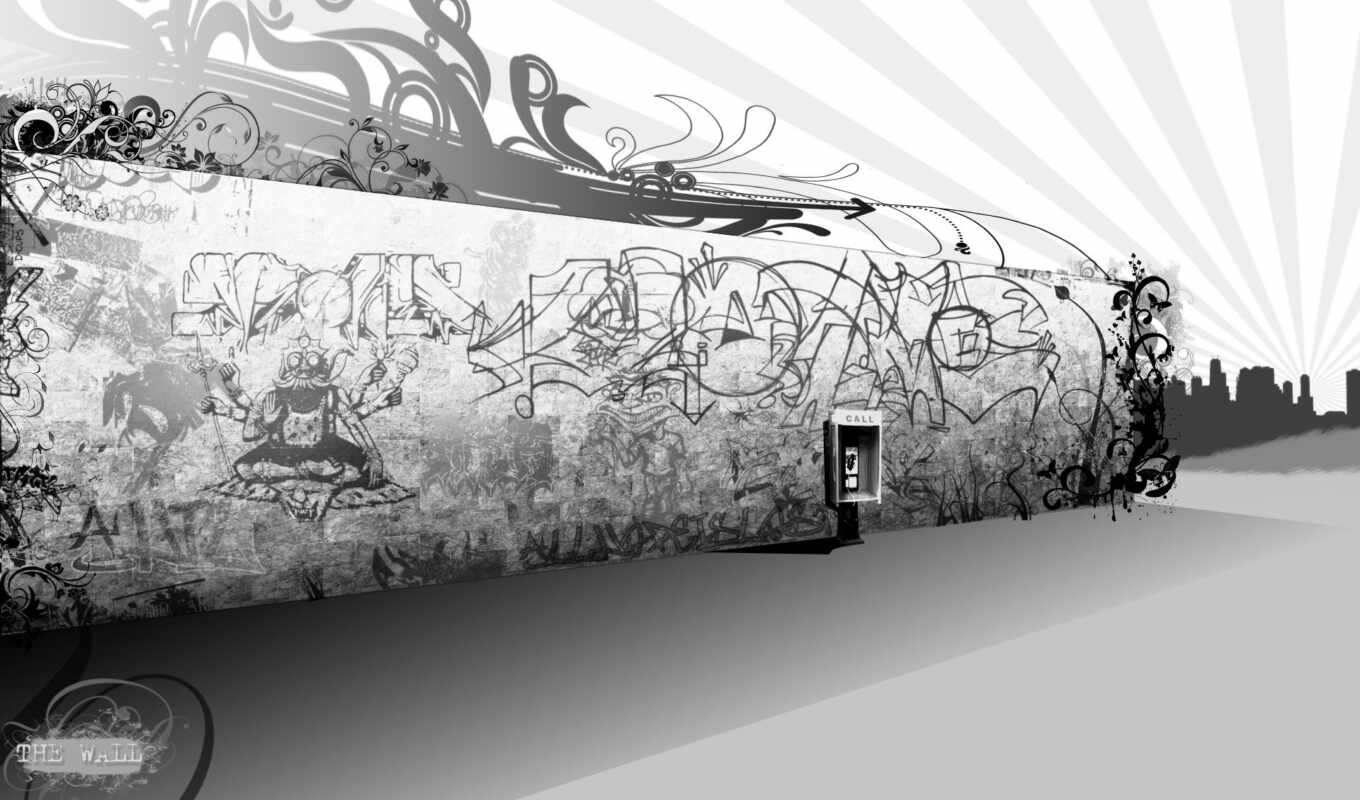 black, wall, white, graffiti, graffiti