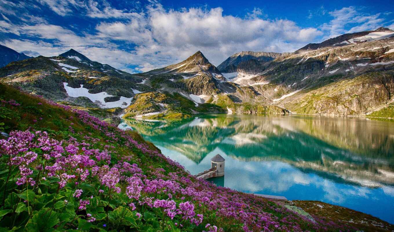 озеро, природа, красивые, весна, природы, отражение, красиво, горы