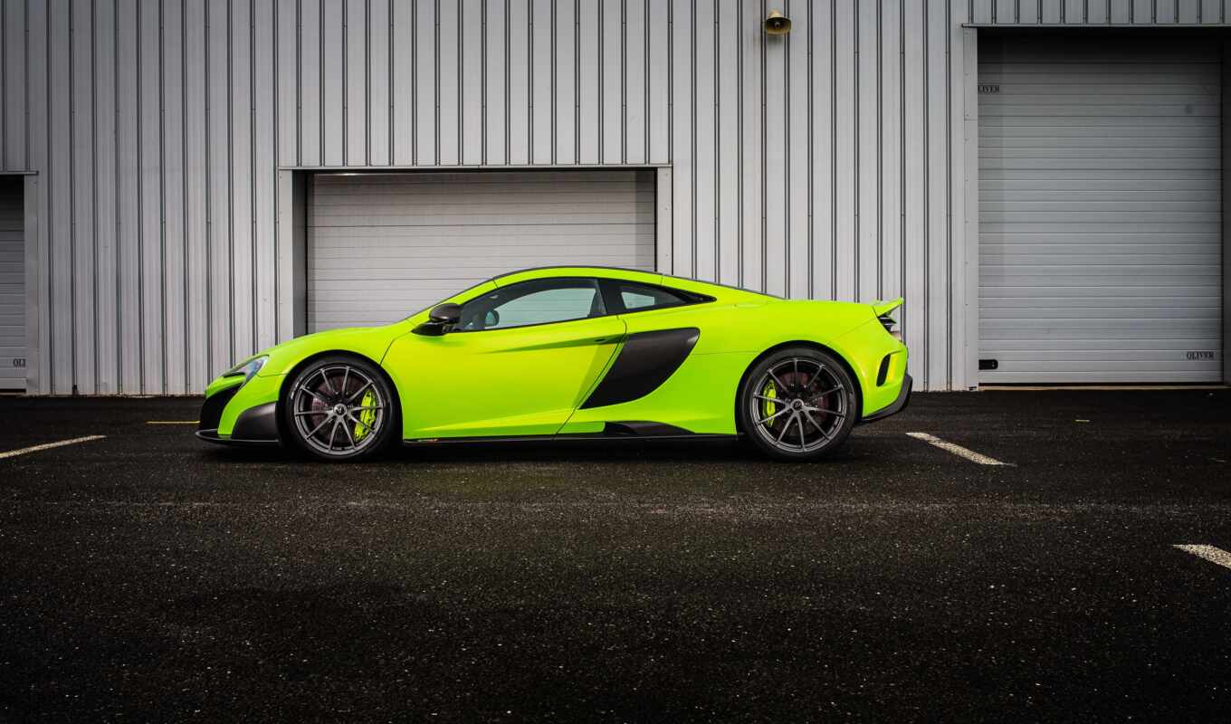 view, green, supercar, side, bright, view, green, side, light, mcla, previe
