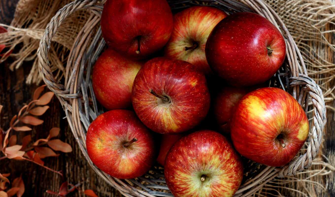 apple, плод, корзина